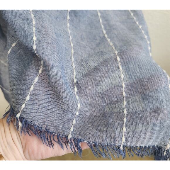 Do Everything In Love Blue Sheer Open Front Cardigan One Size Frayed Hem Soft - Picture 2 of 6